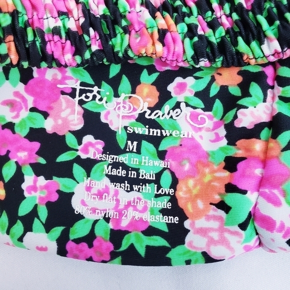 Tori Praver Swimwear Ditsy Floral Smocked Bikini Top Hard to Find - Picture 8 of 8